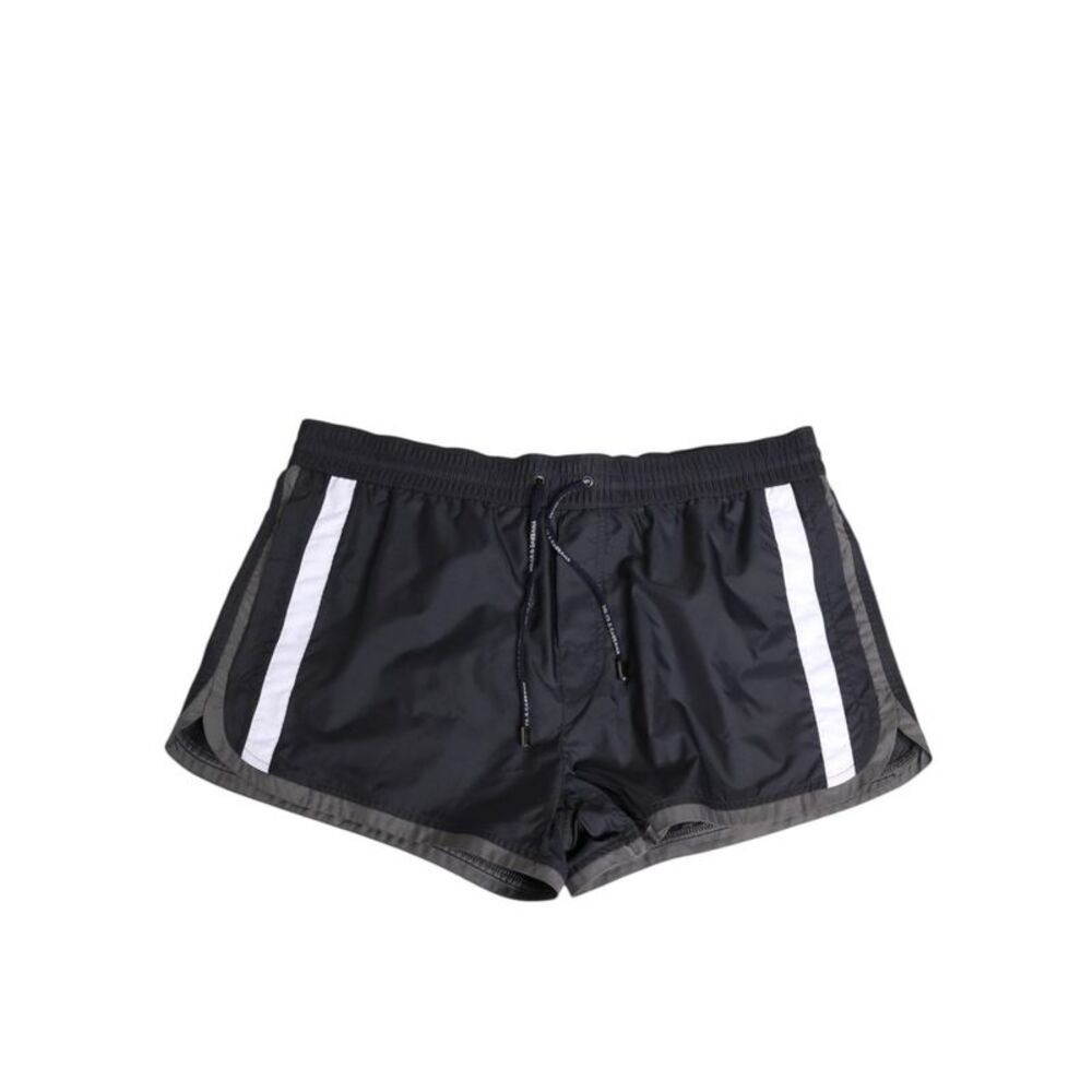 Dolce & Gabbana Swim Trunks White Stripes Men Black Swimwear